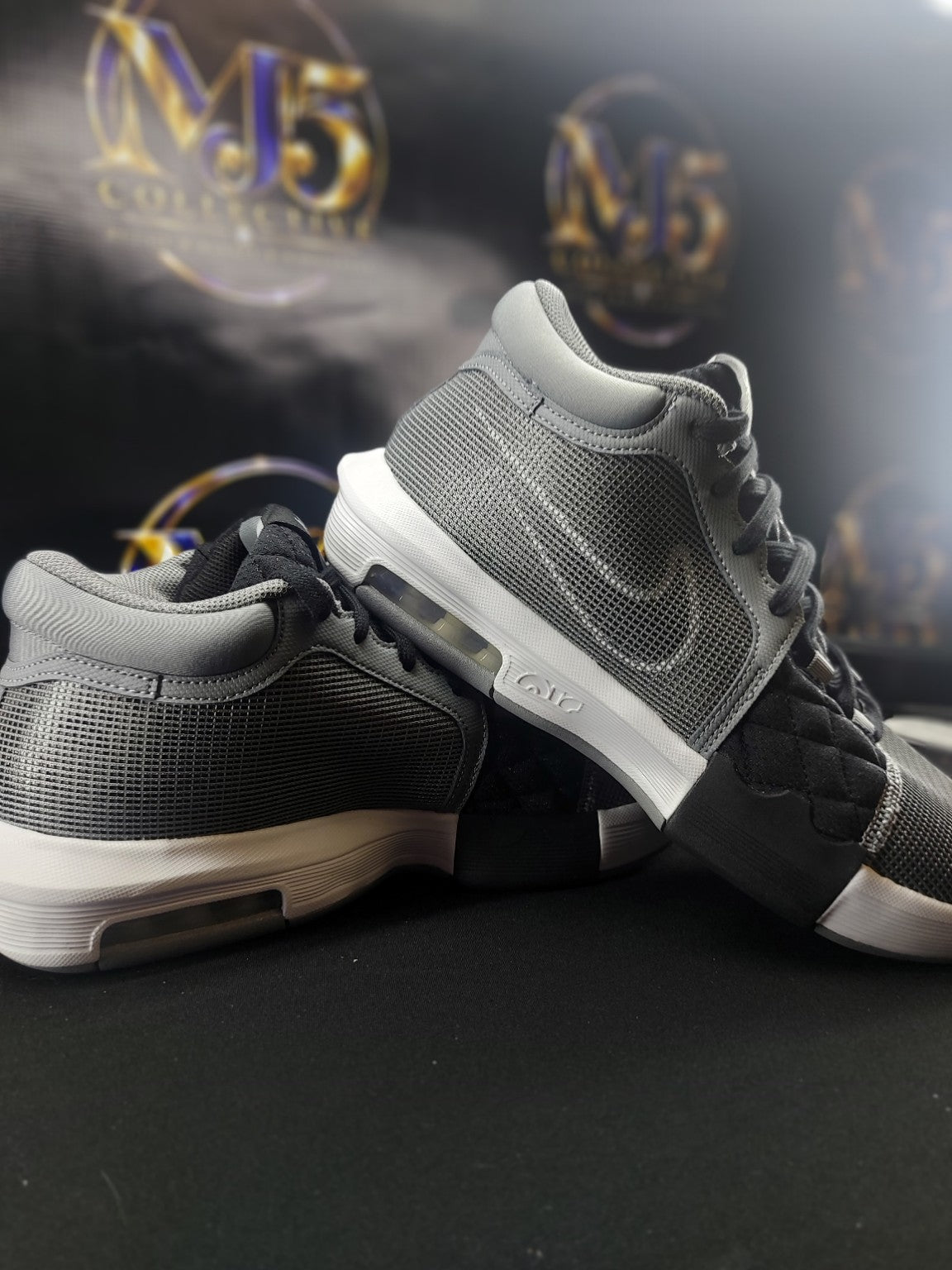 Nike LeBron Witness VIII Cool Grey White Black pair side profile